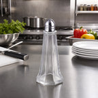 Thumbnail image #2 for Winco G-110 1 oz Glass Tower Salt and Pepper Shaker with Stainless Steel Top Case of 12