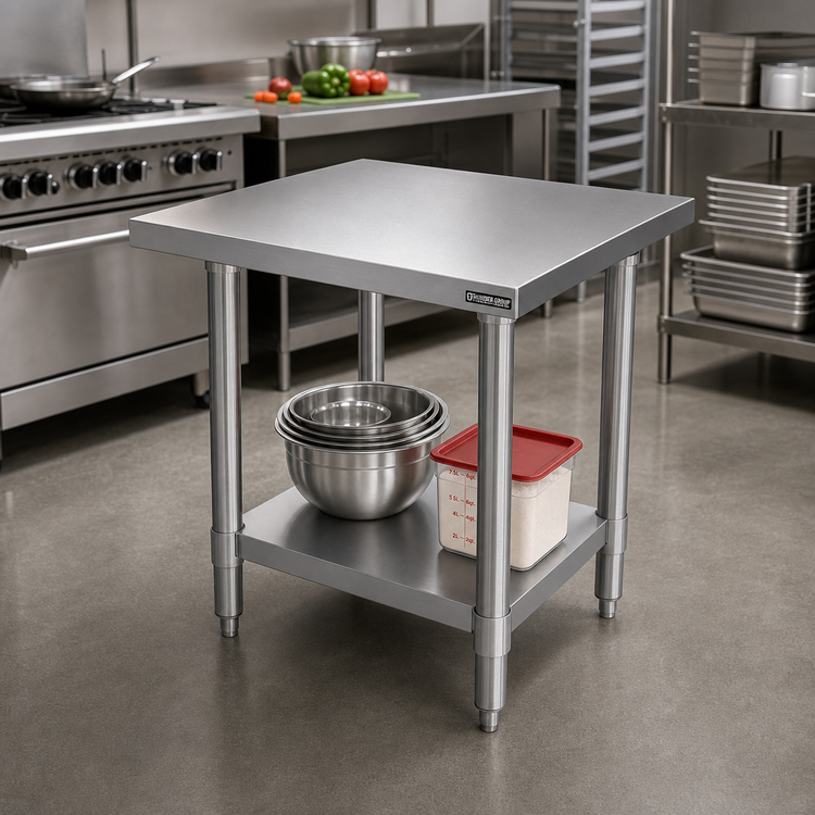 Product image #2 for Thunder Group 30 x 12 x 35 Inch 430 Stainless Steel Flat Top Work Table with Adjustable Undershelf