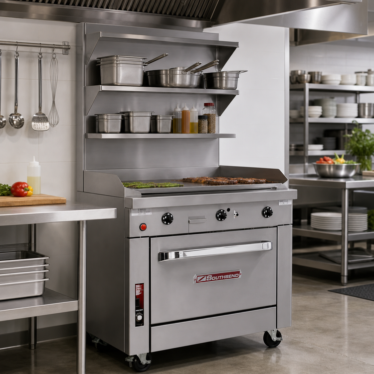 Product image #2 for Southbend Platinum 48-Inch Heavy Duty Gas Range with Full-Width Thermostatic Griddle, Standard Oven and 12-Inch Cabinet