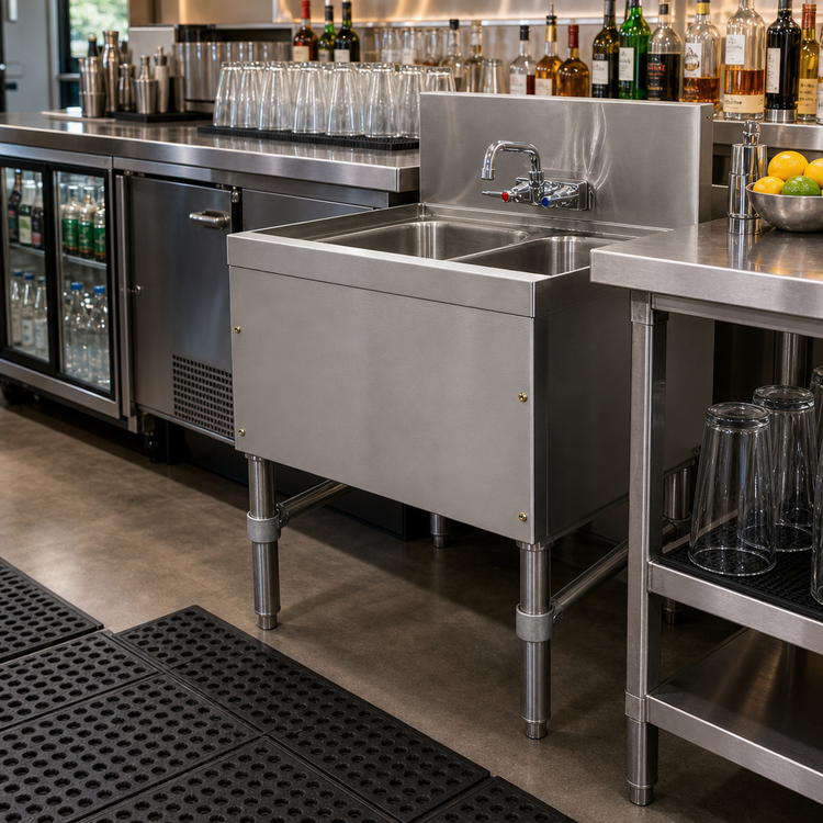 Product image #2 for Prestige Signature Series 1-Compartment Underbar Bar Sink Unit with Faucet, 24-Inch Wide