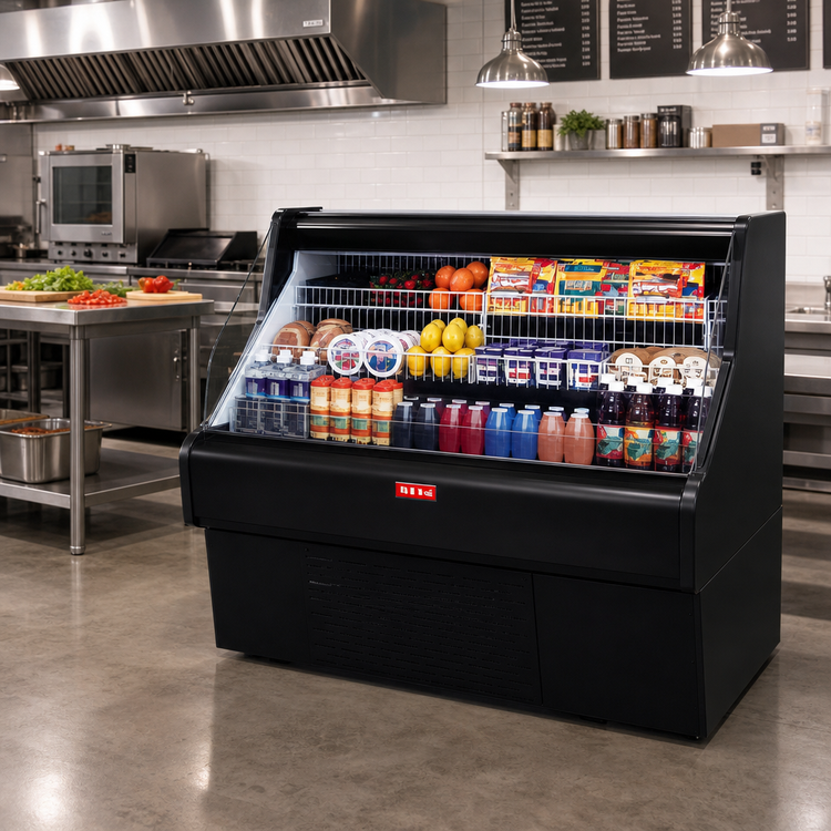Product image #2 for Howard-McCray Ovation Series 51-Inch Curved Remote Open Impulse Merchandiser, Black, 44-Inch High