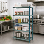 Thumbnail image #2 for Quantum WR63-1424WPM-5 5-Tier Stationary Wire Plastic Mat Shelving Unit, 24 x 14 x 63 Inches, Green Epoxy Coated