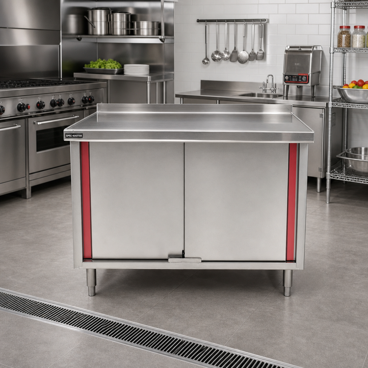 Product image #2 for Spec-Master Marine Series 60 x 30-Inch Stainless Steel Enclosed Work Table with Cabinet Base and Hinged Doors