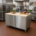 Thumbnail image #2 for 60 Inch Hard Maple Top Stainless Steel Cabinet Base Chef Table with Hinged Doors and Lock