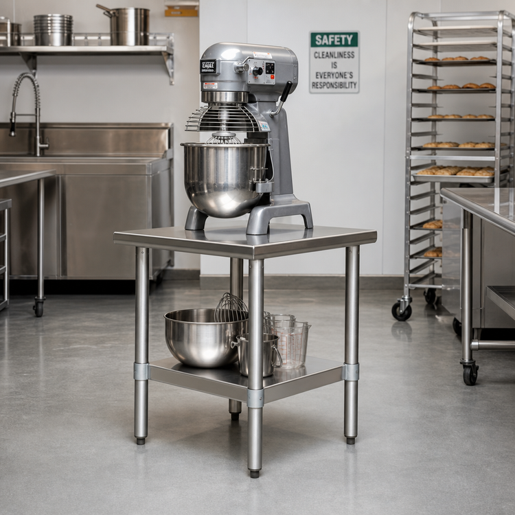 Product image #2 for Eagle Group Stainless Steel Mixer Stand with Adjustable Undershelf, 24 x 30 x 24 Inches, 600 lb Top Capacity