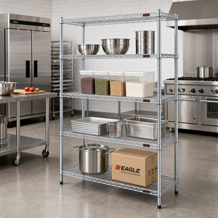 Product image #2 for EAGLEbrite 4-Tier Wire Shelving Starter Unit with QuadTruss, 48W x 18D x 63H, Zinc Finish