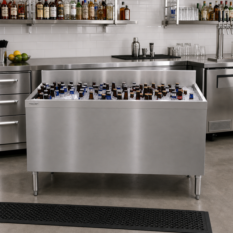Product image #2 for Advance Tabco Prestige 60-Inch Stainless Steel Beer Bath / Bar Ice Bin with 18-Inch Deep Bin