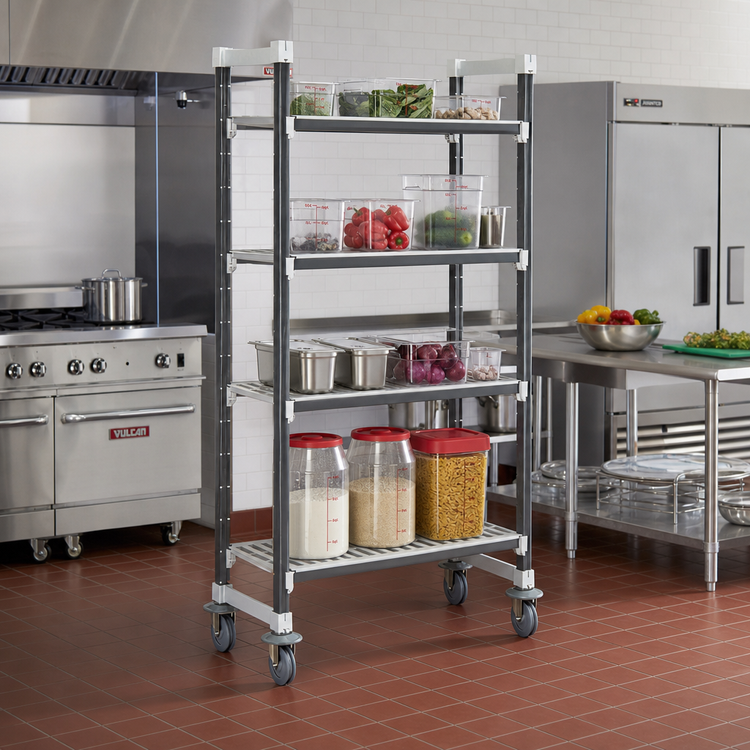 Product image #2 for Cambro Camshelving Elements XTRA High Density Vented Mobile Starter Unit, 4-Shelf, 21 x 36 x 70-1/4 Inches