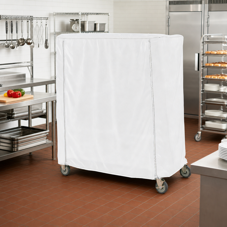 Product image #2 for Metro Waterproof White Vinyl-Nylon Cart Cover for 48 x 18 x 62 Inch Queen Mary and Banquet Cart