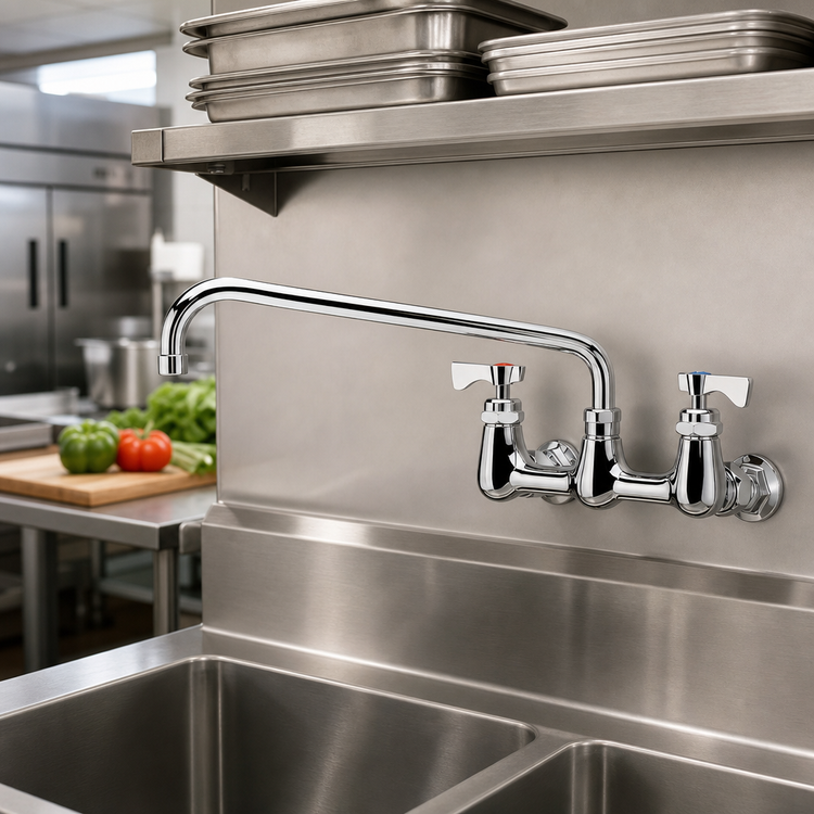 Product image #2 for Krowne Royal Series Low-Lead Wall-Mount Faucet with 14-Inch Swing Spout, 8-Inch Centers