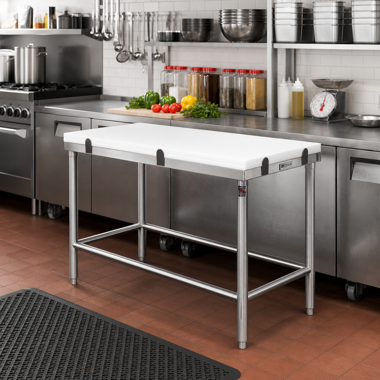 Product image #2 for John Boos GMT012 Poly Top Breaking Table with Reversible High Density Polyethylene Top and Stainless Steel Base, 60 x 30 Inches