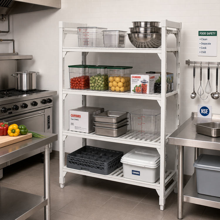 Product image #3 for Cambro Camshelving Premium 24 x 60 x 64-Inch 4-Tier Vented Stationary Polymer Shelving Starter Unit