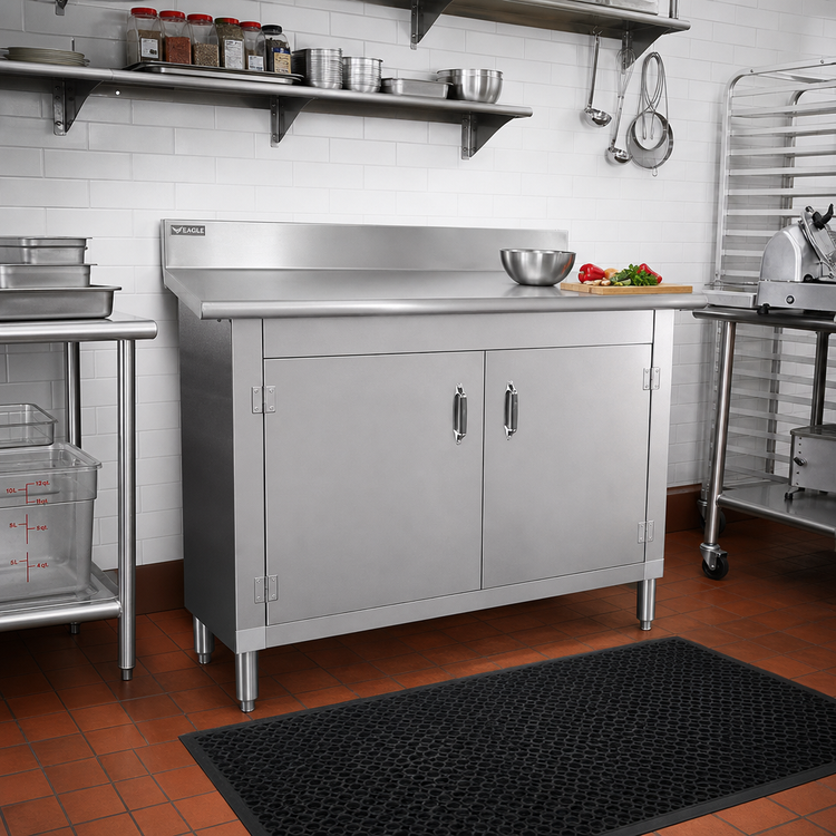 Product image #2 for Eagle Group 60-Inch x 30-Inch Knock-Down Enclosed Work Table with Cabinet Kit, 4-1/2-Inch Backsplash, Hinged Doors