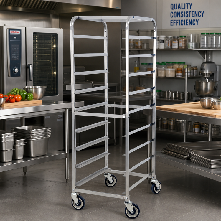 Product image #2 for 10-Slide Stainless Steel Pan Rack with 6-Inch Centers and 5-Inch Casters