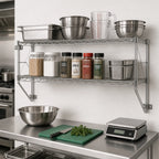 Thumbnail image #2 for Metro Erecta 12WS32C Chrome Wire Wall Shelf Kit, 2 Shelves, 36"W x 12"D, Wall-Mounted