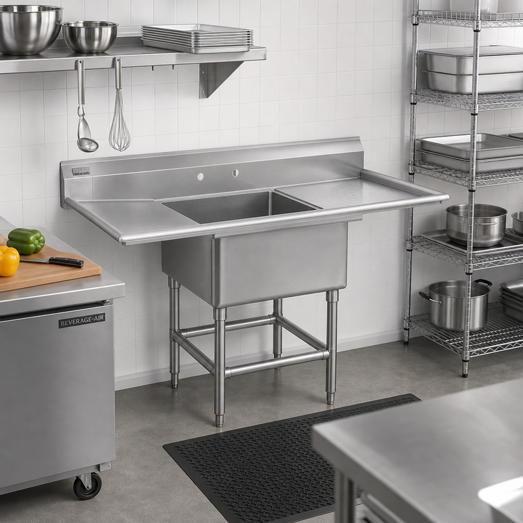 Product image #2 for Spec-Master 1-Compartment Commercial Sink with Right Drainboard, 51-1/2 Inch W x 31 Inch D