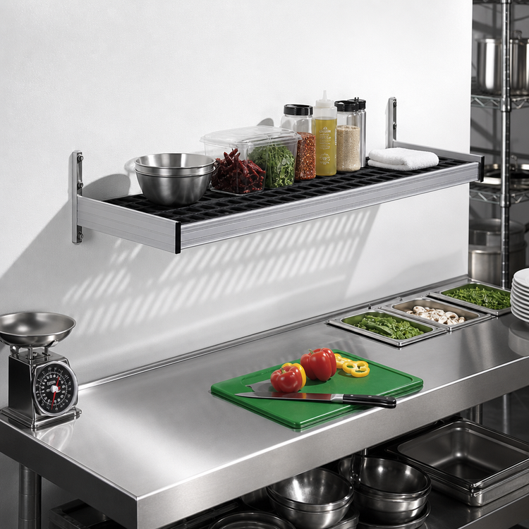 Product image #2 for Fermod Vented Wall Shelving Unit, 52W x 14D, Deep Anodized Aluminum