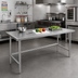 Thumbnail image #2 for Advance Tabco 72-Inch x 30-Inch 14-Gauge 304 Stainless Steel Work Table with Open Base and Countertop Non-Drip Edge
