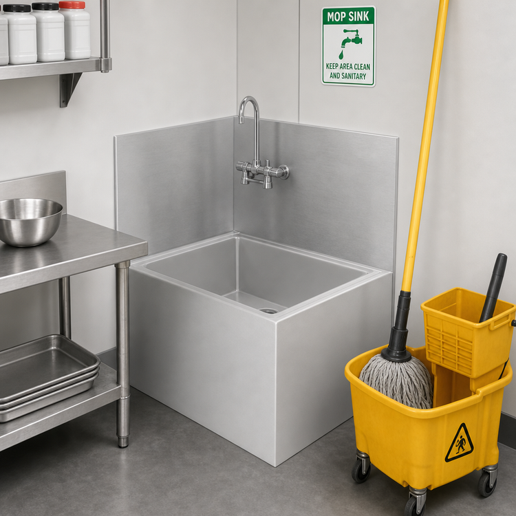 Product image #2 for John Boos Rear & Right Mop Sink Wall Guard Wainscoting for 24 x 24 Sinks