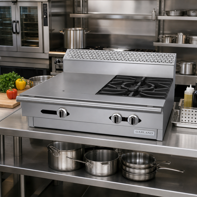 Product image #2 for Garland Cuisine 36-Inch Heavy Duty Modular Top Natural Gas Combination Top Range with 2 Open Burners and 18-Inch Hot Top