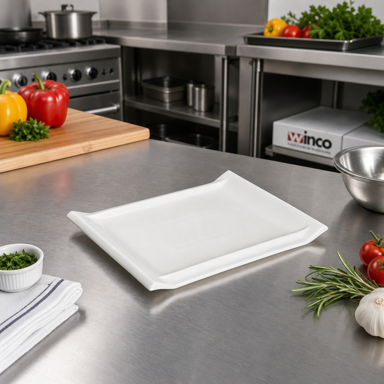 Product image #2 for Winco Ardesia Tallaro Bright White Porcelain Rectangular Platter, 10-1/8 x 7 Inches