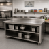 Thumbnail image #2 for Advance Tabco 120-Inch 304 Stainless Steel Work Table with Open Front Cabinet Base, Mid-Shelf, and 5-Inch Backsplash