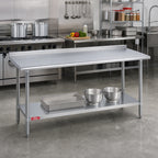 Thumbnail image #2 for Duke Manufacturing 314S-3084-2R 84 x 30 Inch 14-Gauge 300 Series Stainless Steel Work Table with 1-1/8-Inch Straight Riser and Undershelf