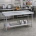 Thumbnail image #2 for Duke 84 x 30 Inch Stainless Steel Work Table with 1-1/8 Inch Straight Riser and Undershelf