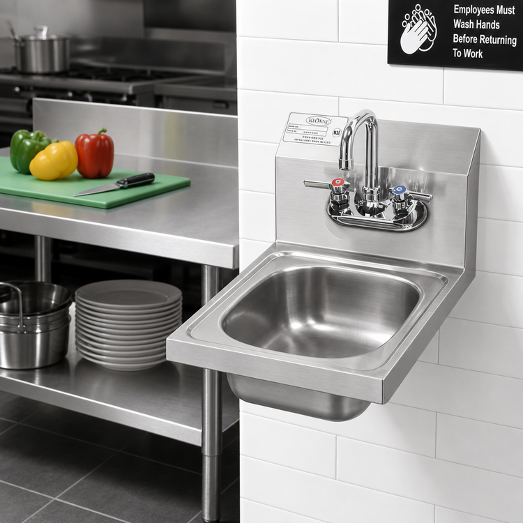Product image #2 for Krowne 12-Inch Wall-Mount Space Saver Hand Sink with Faucet