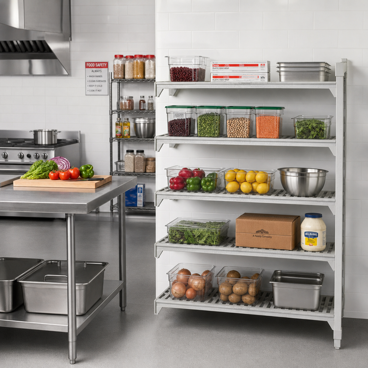 Product image #3 for Cambro Camshelving Premium 5-Shelf Vented Add-On Polymer Shelving Unit, 18 x 36 x 64 Inches, Speckled Gray