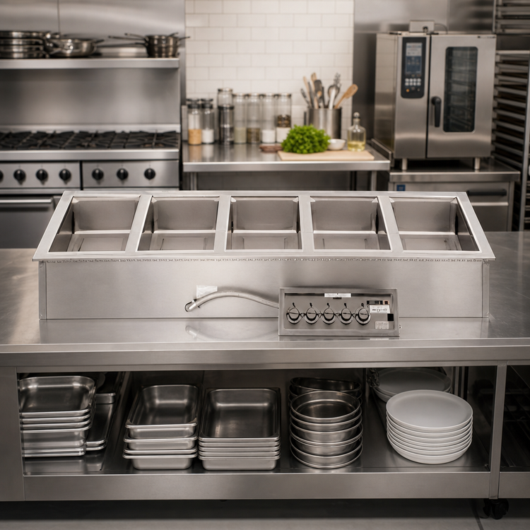 Product image #2 for Wells MOD-500DM 5-Well Top-Mount Built-In Electric Food Warmer with Manifold Drains