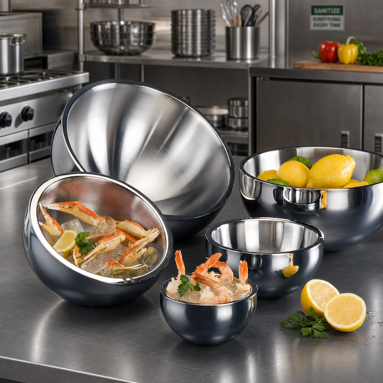 Product image #2 for American Metalcraft AB13 12-Inch Angled Double-Wall 18/8 Stainless Steel Serving Bowl, 216 oz.