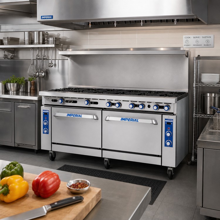 Product image #2 for Imperial Pro Series 72-Inch Gas Restaurant Range with 12 Open Burners and 2 Standard Ovens