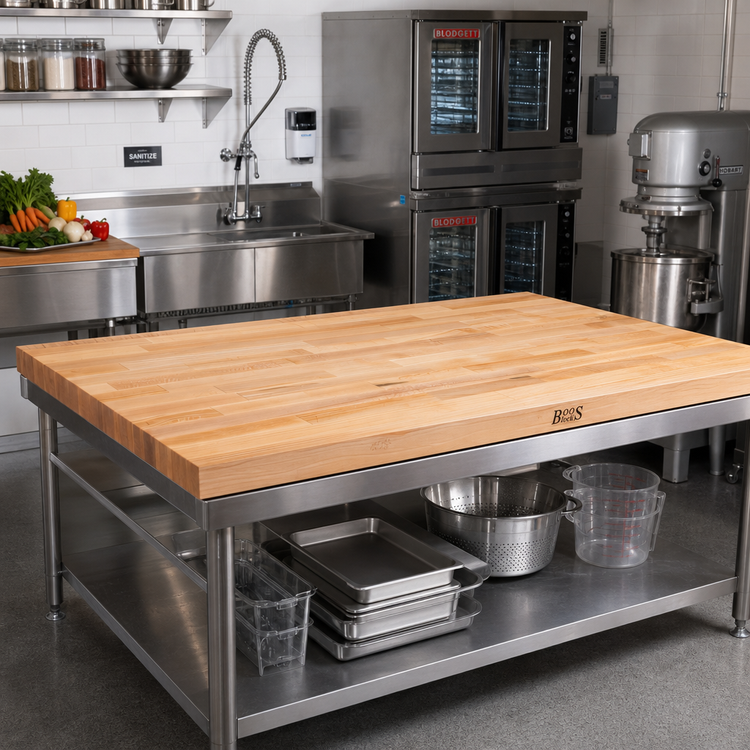 Product image #2 for John Boos Edge Grain Flat Top Wood Bakers' Table Top, 96 x 42 x 2-1/4 Inches, Northern Hard Rock Maple