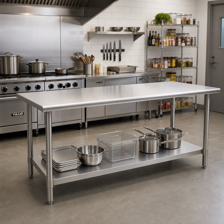 Product image #2 for Spec-Master 120-Inch x 30-Inch Flat Top Stainless Steel Work Table with Adjustable Undershelf