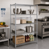 Thumbnail image #2 for Steel Works Stainless Heavy-Duty 4-Tier Chrome Wire Shelving Unit, 30 x 18 x 74 Inches, 800 lb Capacity