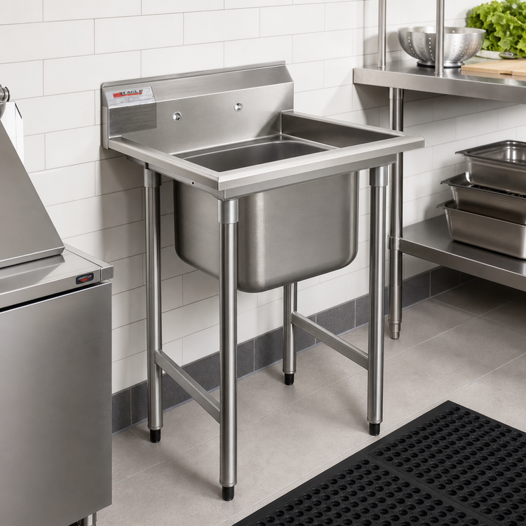Product image #2 for Eagle Group 314 Series 1-Compartment Sink with Right-Hand Drainboard, 46-3/4"W x 31-3/4"D, 304 Stainless Steel