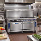 Thumbnail image #2 for Imperial (Middleby) Pro Series IR-2-G60-XB 72-Inch Commercial Gas Range with 2 Open Burners, 60-Inch Griddle, Oven and Open Cabinet Base