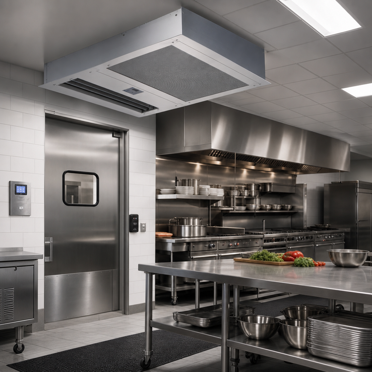 Product image #2 for Berner Architectural Recessed 12 Ambient Air Curtain, Dual 1/2 HP Motors, Intelliswitch Touchscreen
