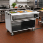 Thumbnail image #2 for Eagle Group Spec-Master SPHT3OB-208 48-Inch Mobile Electric Sealed Well Hot Food Table, Open Front, 3 Wells, Wet/Dry, 208V
