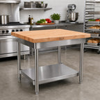 Thumbnail image #2 for John Boos ESSK8-3030 30 x 30-Inch Stainless Steel Work Table Undershelf, 18 Gauge, 400 Series