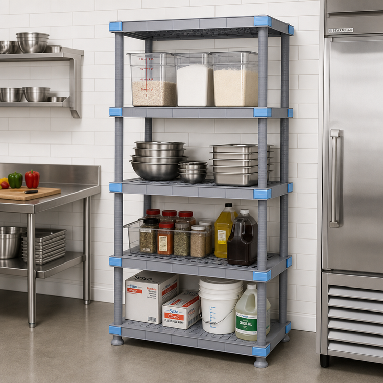 Product image #2 for Millenia Polymer Stationary Starter Shelving Unit, 42W x 21D x 74H, Gray