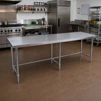 Thumbnail image #2 for BK Resources SVTOB-8424 84 x 24 in Open-Base Stainless Steel Work Table, 18-Gauge 430 Top, Adjustable Feet