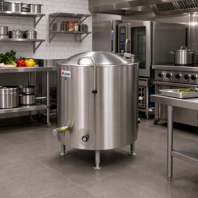 Product image #2 for Legion LTI-60 60-Gallon Insulated Direct Steam Kettle, 2/3 Jacketed, Stationary Leg-Mounted