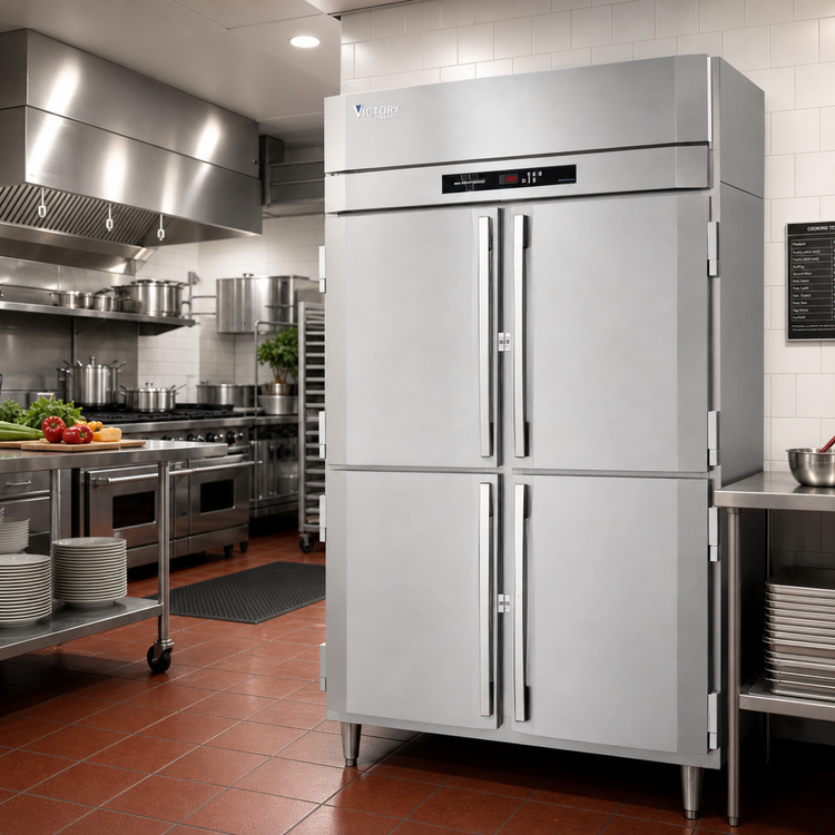 Product image #2 for Victory UltraSpec Pass-Thru Heated Holding Cabinet, Two-Section, 55.6 Cu. Ft., Standard Depth, 8 Wide Half-Height Solid Doors