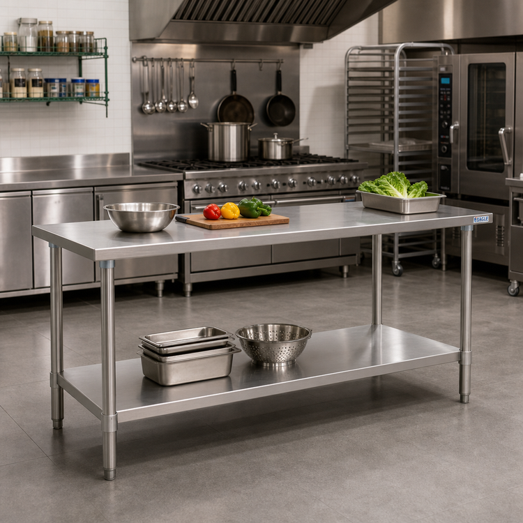 Product image #2 for Eagle Budget Series 84 Inch x 24 Inch Stainless Steel Work Table with Undershelf