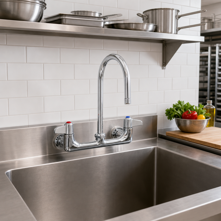 Product image #2 for 8-Inch Wall Mount Mixing Faucet with Swivel Gooseneck