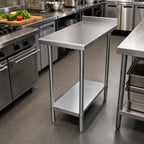 Thumbnail image #2 for Serv-Ware FTG-3015-4 15" x 30" Equipment Filler Table, 18-Gauge 400 Series Stainless Top, Galvanized Undershelf, 1-1/2" Rear Up-Turn