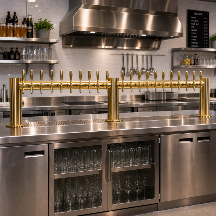 Product image #2 for Metropolis M 72-Inch Countertop 20-Faucet Glycol-Cooled Draft Beer Tower, PVD Brass Finish