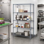 Thumbnail image #2 for Quantum WR54-1448GY-5 Stationary Wire Shelving Starter Kit, 48"W x 14"D x 54"H, 5 Shelves, Gray Epoxy Finish